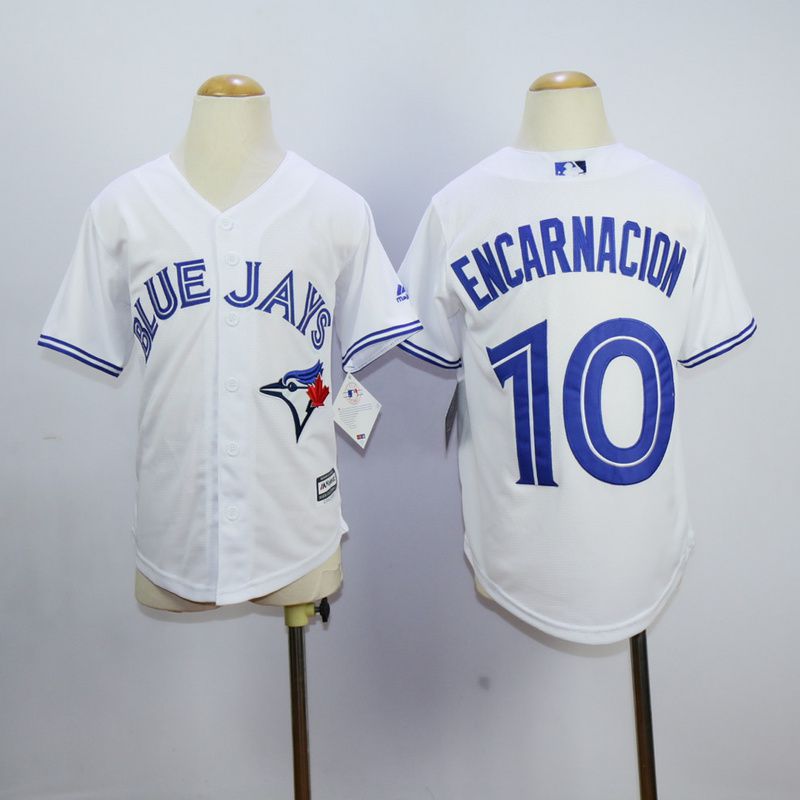 Youth Toronto Blue Jays #10 Encarnacion White MLB Jerseys